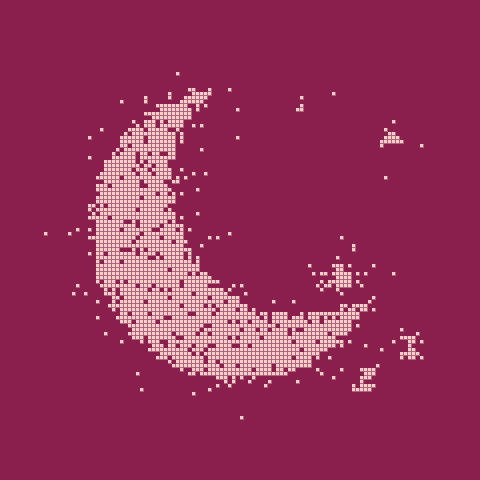 Pixel illustration of a crescent moon