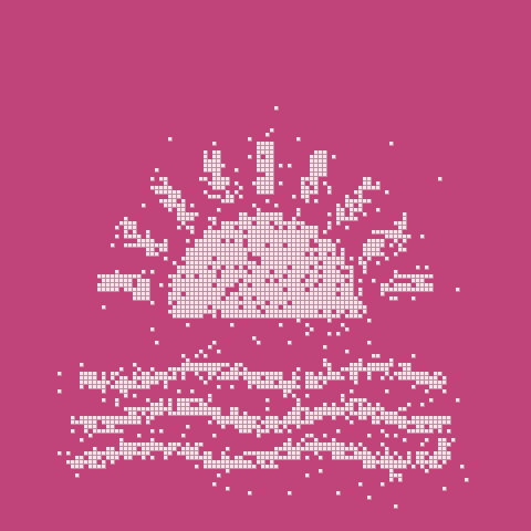 Pixel illustration of a sunrise over water