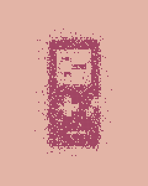 Pixel illustration of a handheld game console