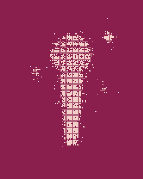 Pixel illustration of a microphone with sparkles