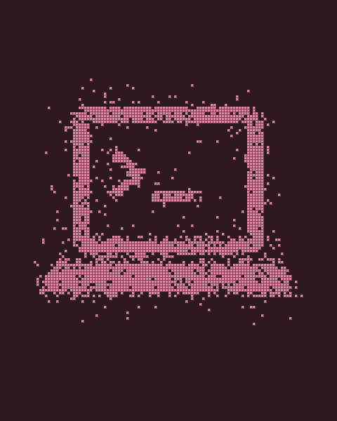 Pixel illustration of a laptop with a code prompt